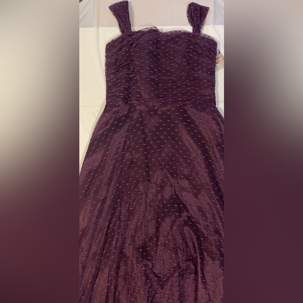 Jessica McClintock Plum A-Line Midi Skirt with Dotted Texture